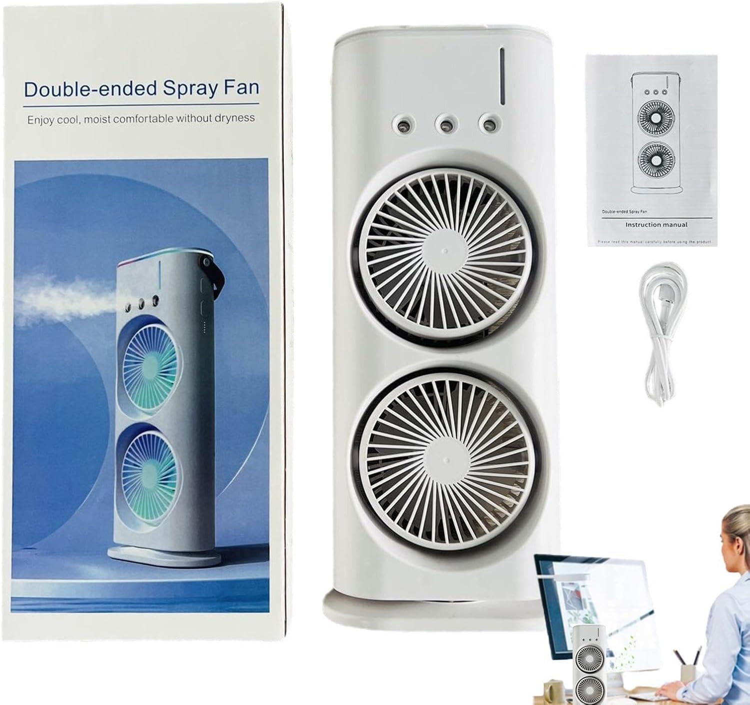 Double Ended Spray Fan AC Mini AC For Room Cooling | Mini Cooler Air Cooler Portable Air Conditioners For Home Office Artic Cooler 3 In 1 Conditioner Mini Air Cooler Mini Cooler Air GenzVybs